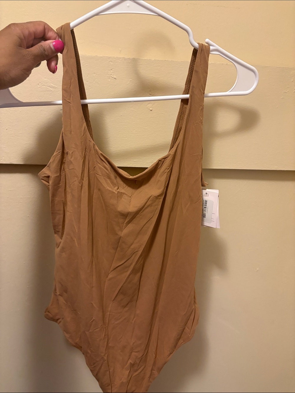Auden Camel Scoop Neck Tank Bodysuit
